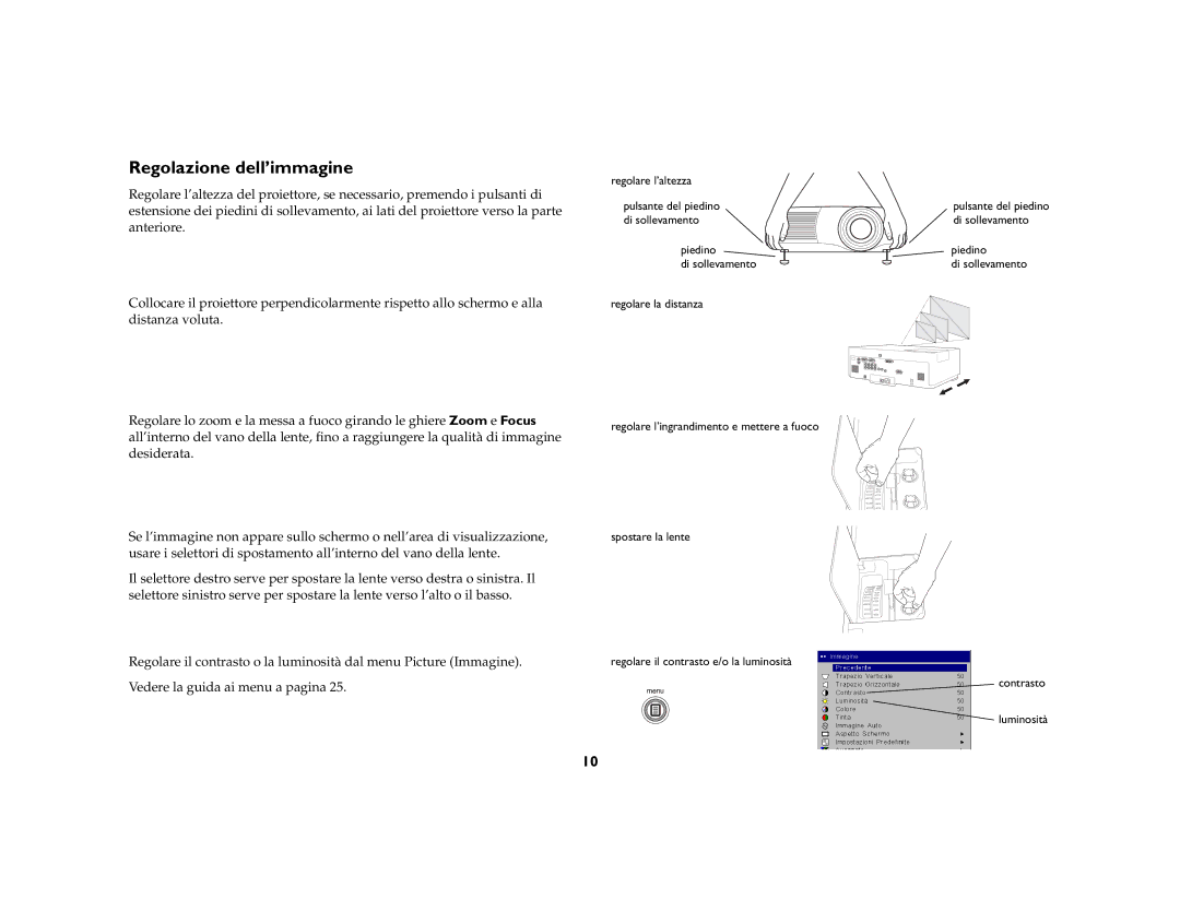 Ask Proxima C445 manual Regolazione dell’immagine 