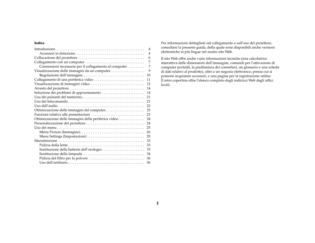 Ask Proxima C445 manual Indice 