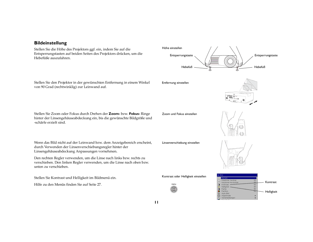 Ask Proxima C447, C500 manual Bildeinstellung 