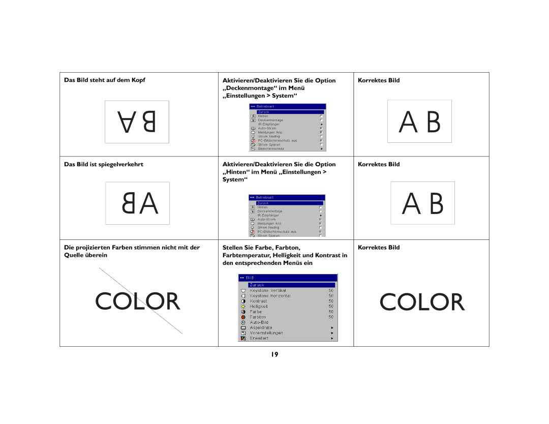 Ask Proxima C447, C500 manual Color 