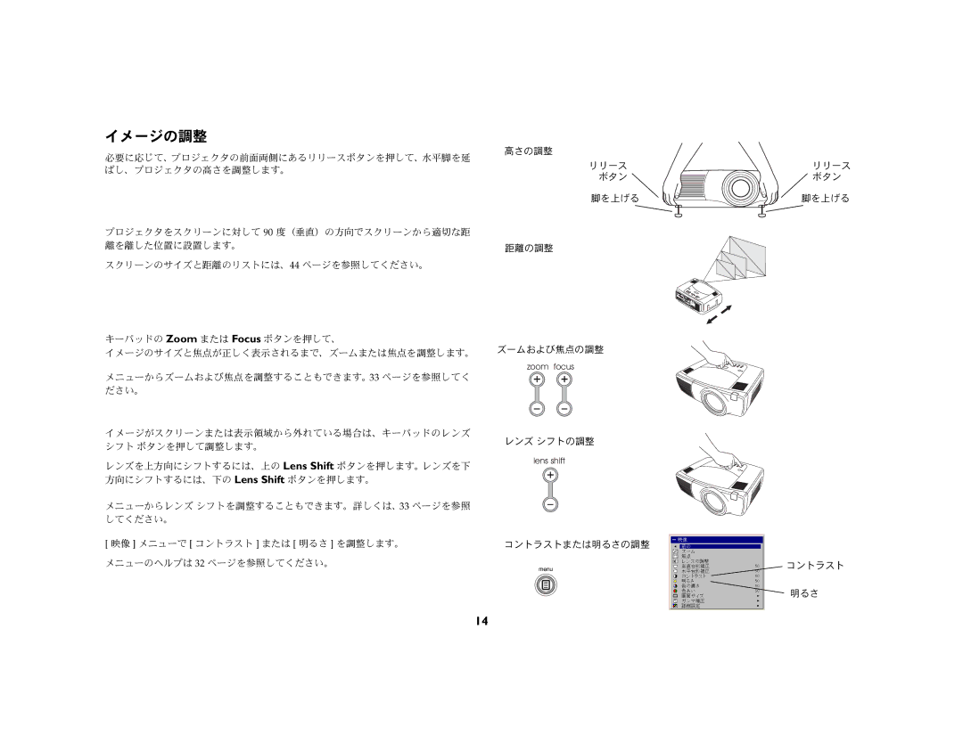 Ask Proxima C440 (DP8400X), C450 (DP8500X) manual イメージの調整 