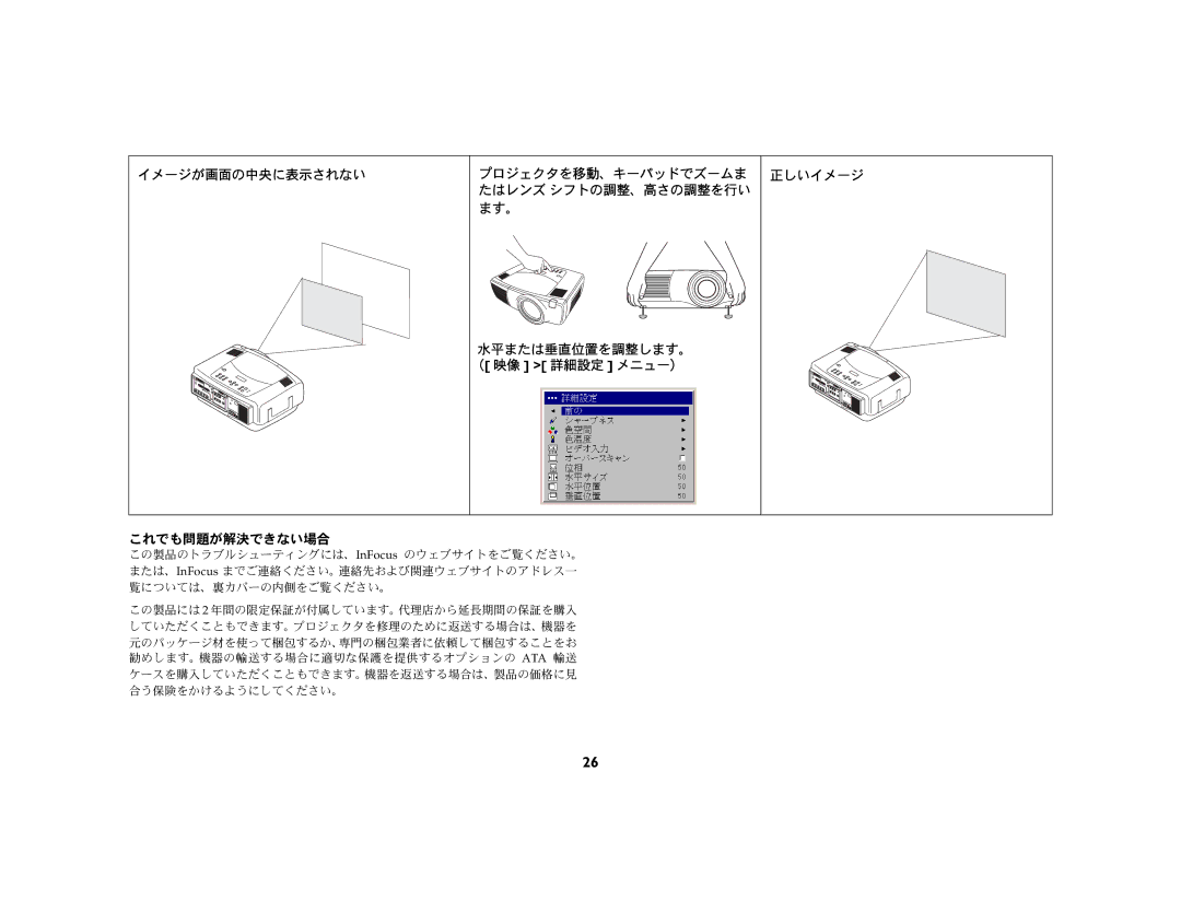 Ask Proxima C440 (DP8400X), C450 (DP8500X) manual これでも問題が解決できない場合 