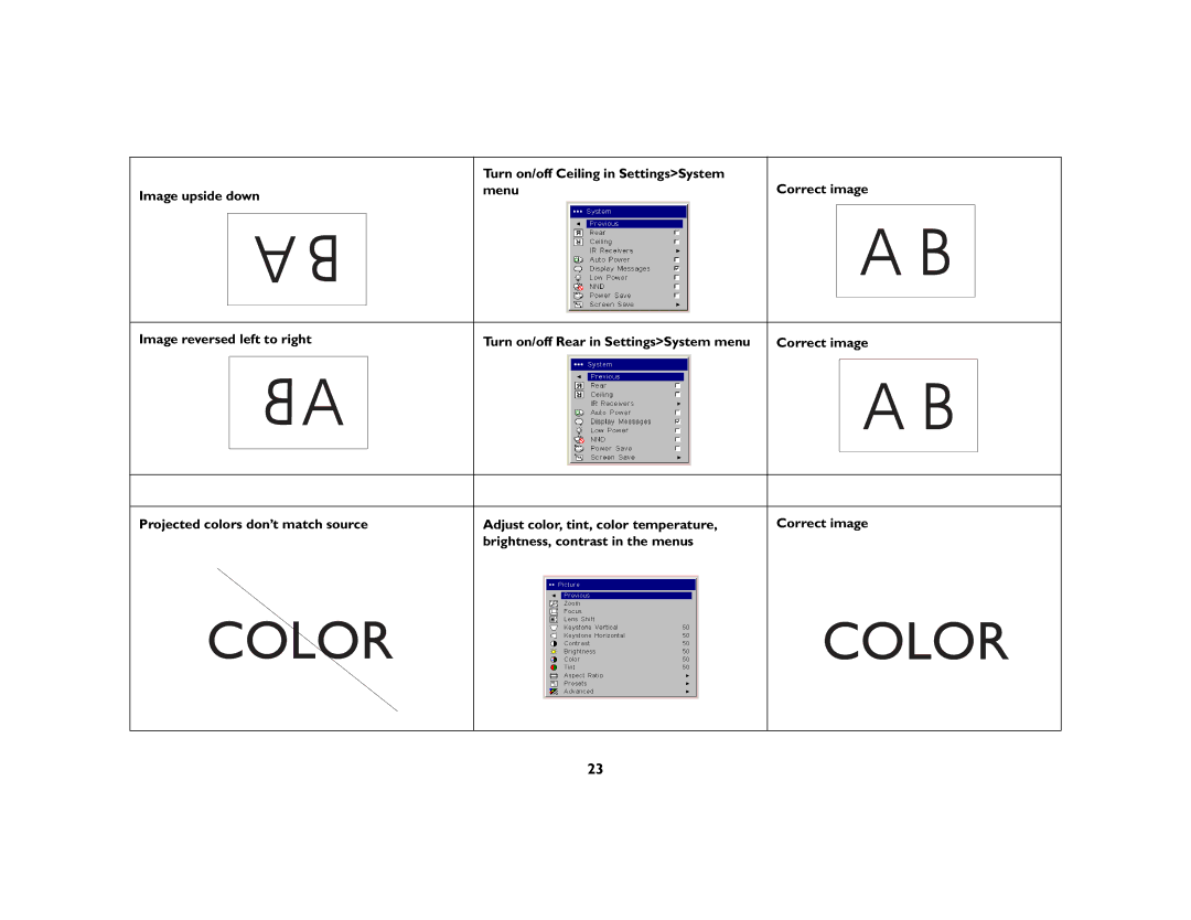 Ask Proxima C460 manual Color 