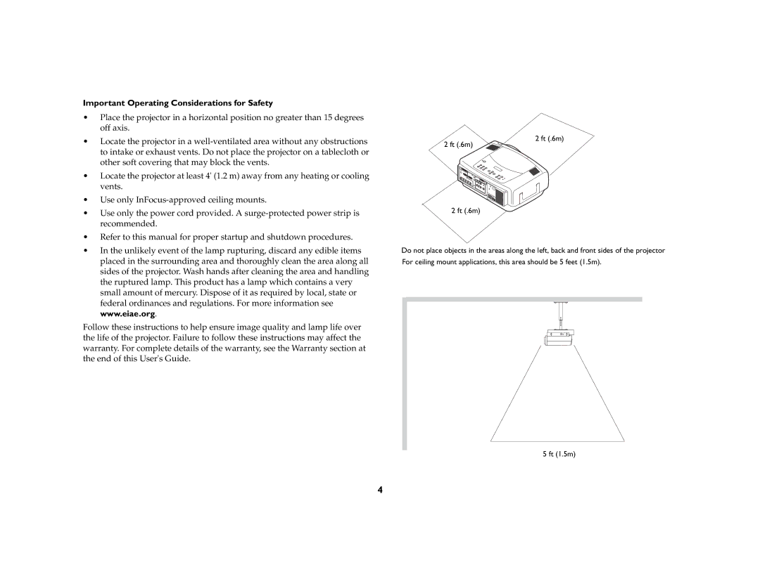 Ask Proxima C460 manual Important Operating Considerations for Safety 