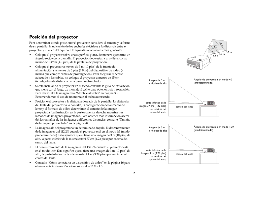 Ask Proxima DLP Projector manual Posición del proyector 