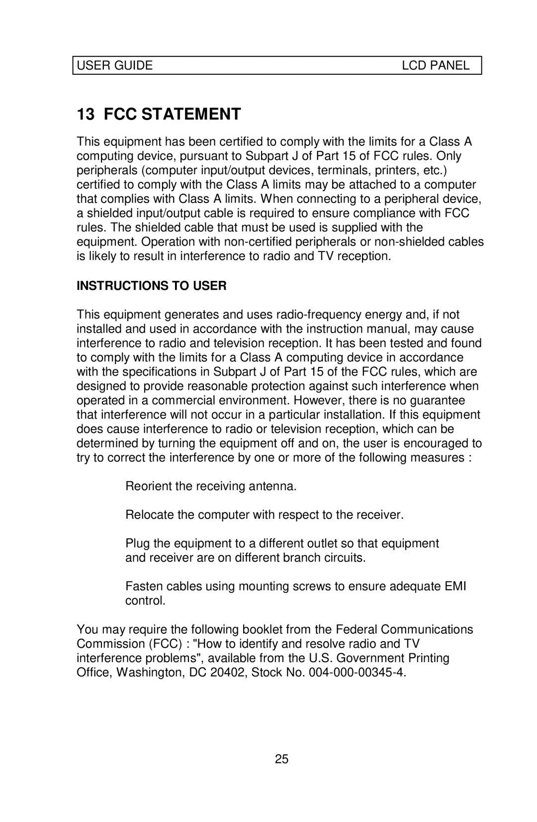 Ask Proxima Impact 400 manual FCC Statement, Instructions to User 