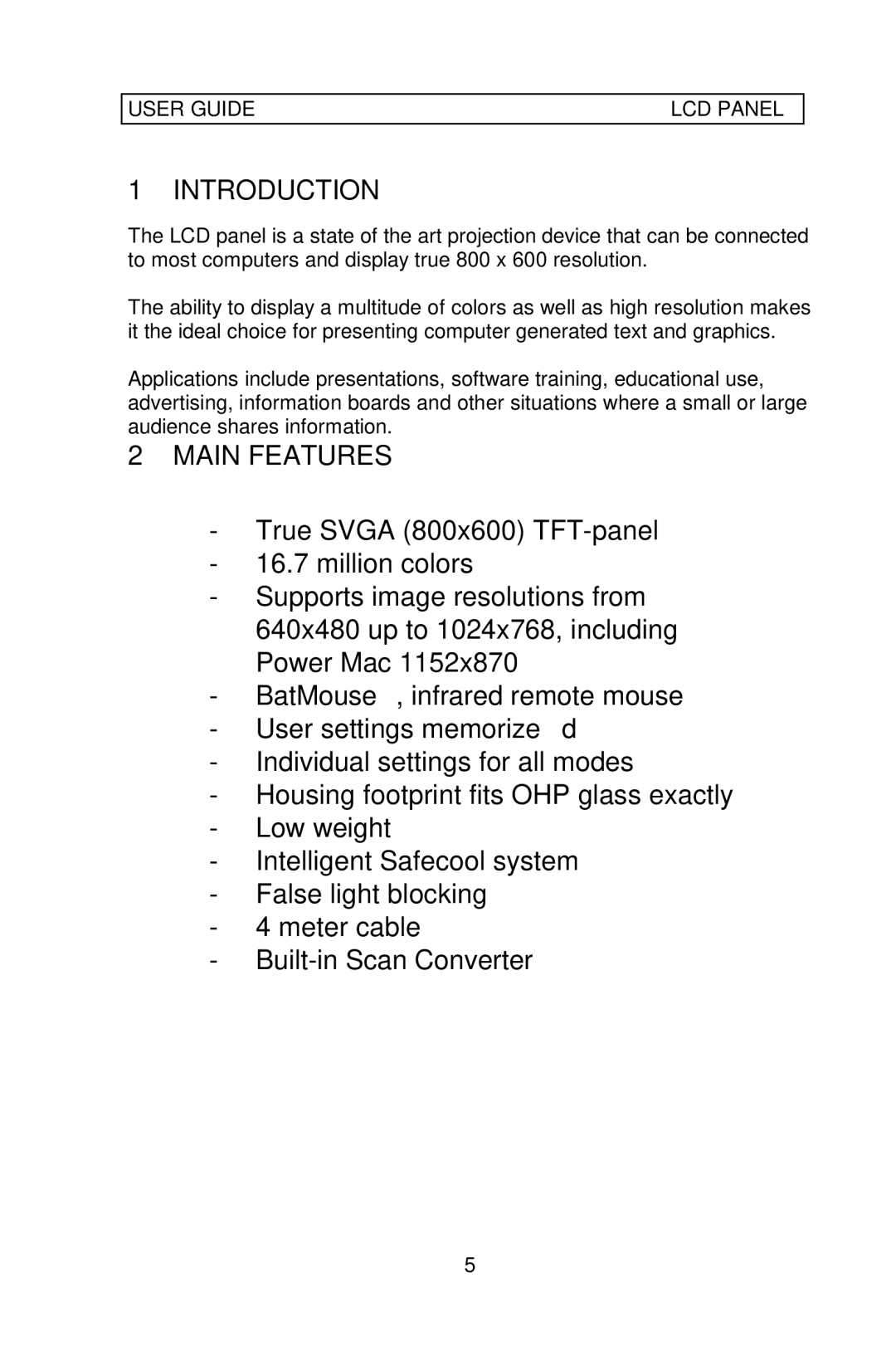 Ask Proxima Impact 400 manual Introduction, Main Features 