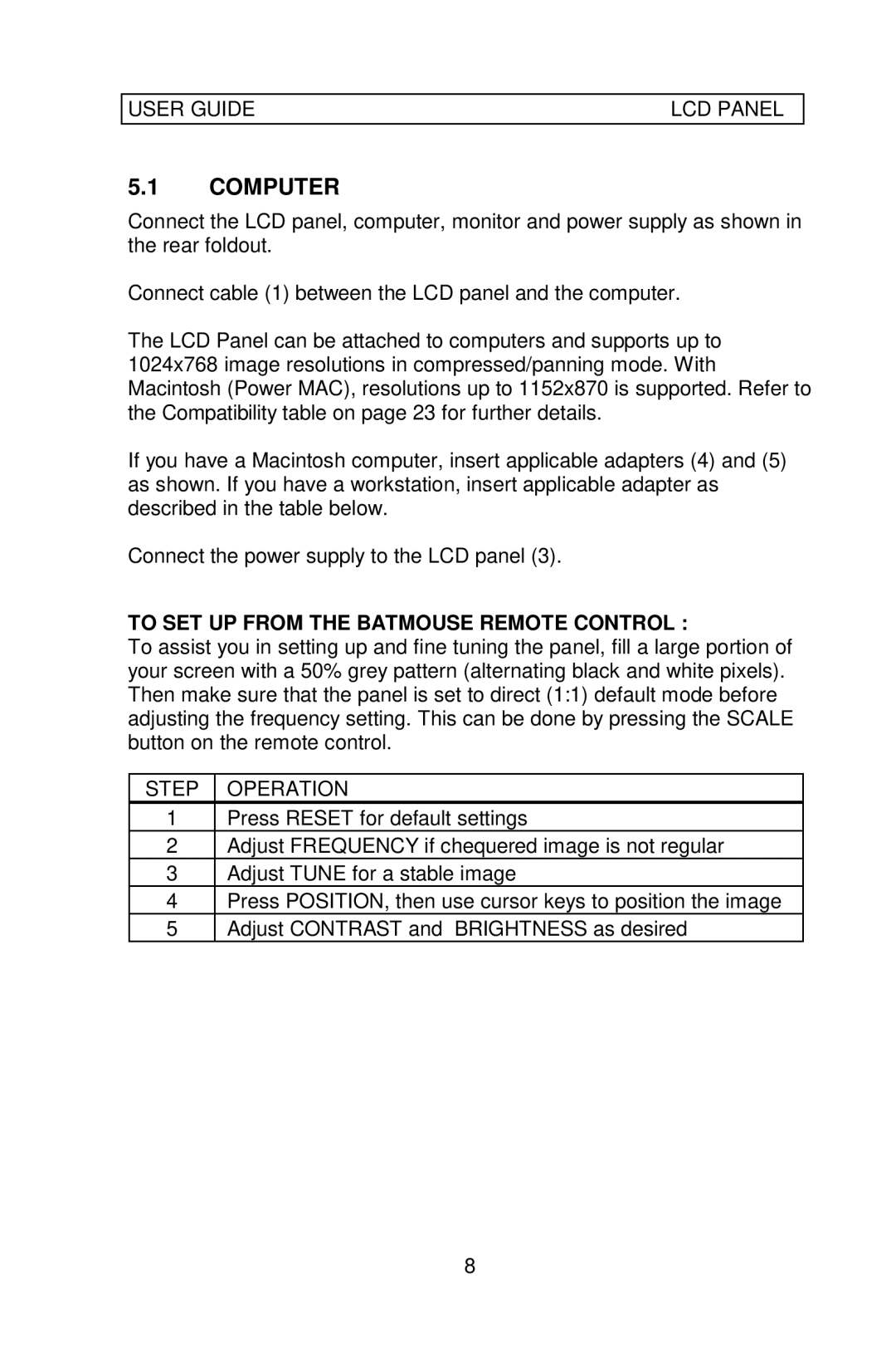 Ask Proxima Impact 400 manual To SET UP from the Batmouse Remote Control, Step Operation 