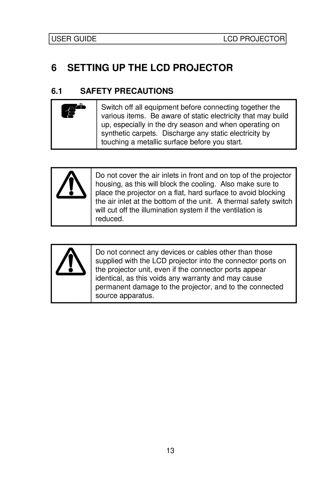 Ask Proxima Impression 860 manual Setting UP the LCD Projector, Safety Precautions 