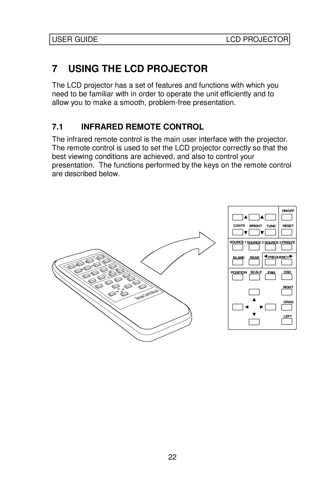 Ask Proxima Impression 860 manual Using the LCD Projector, Infrared Remote Control 