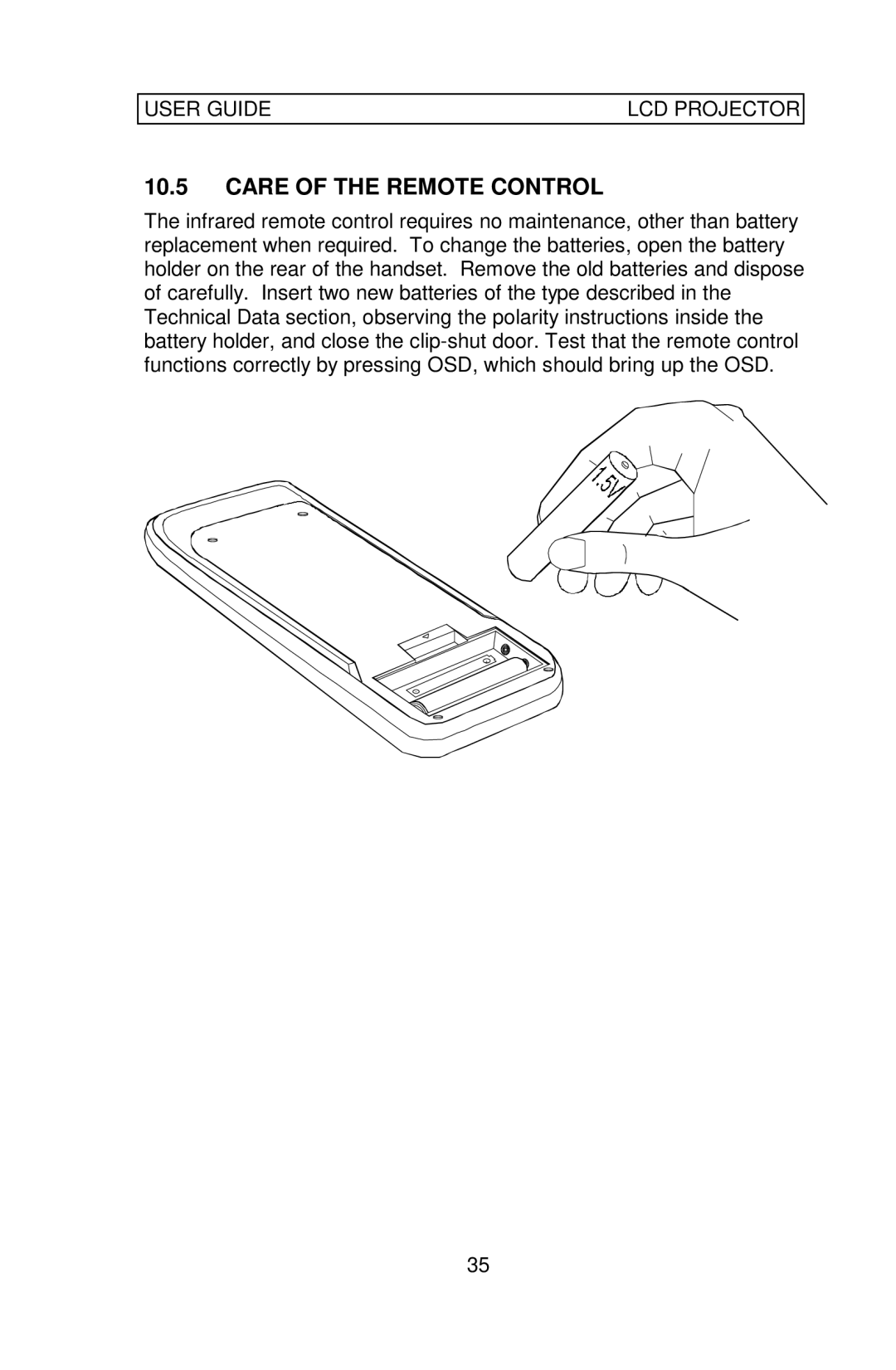 Ask Proxima Impression 860 manual Care of the Remote Control 