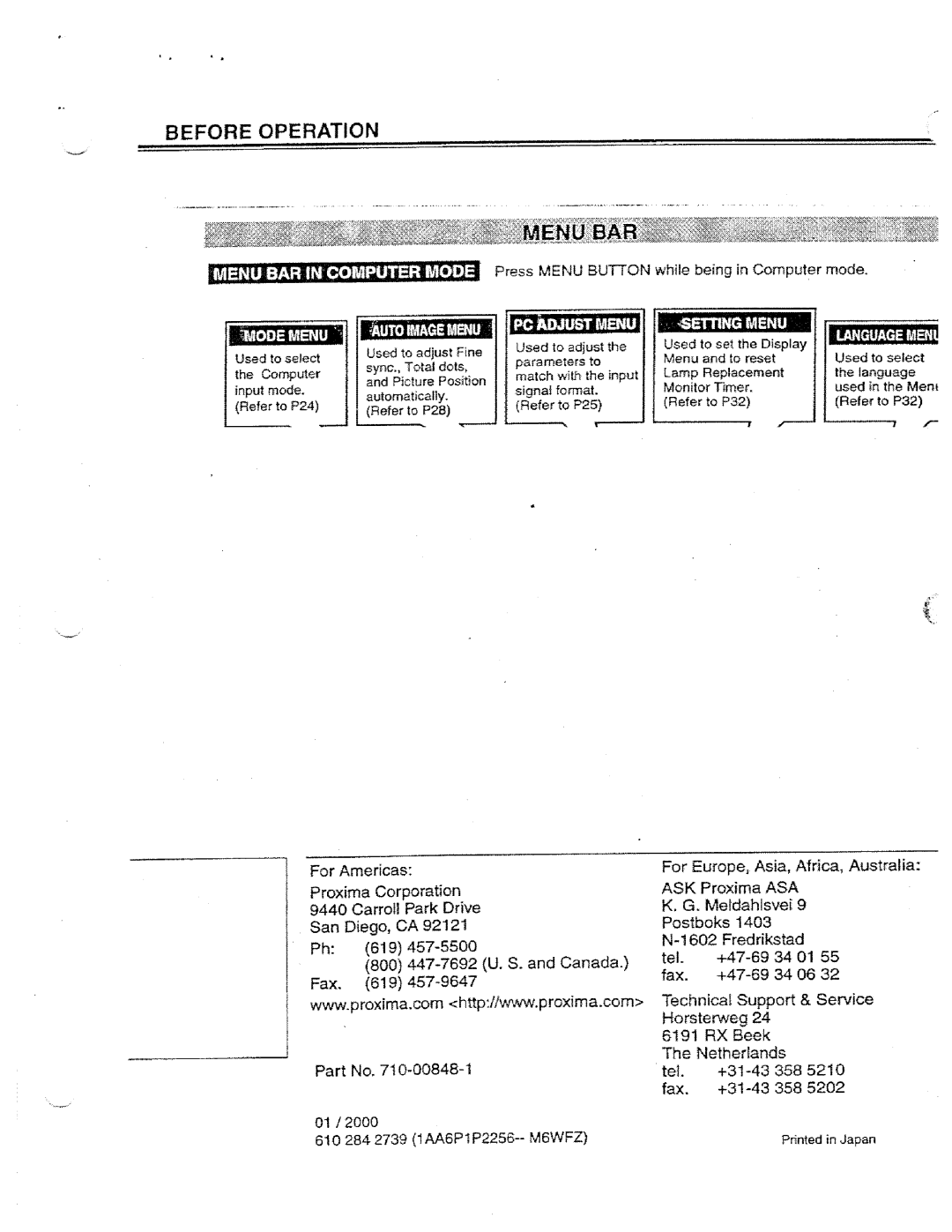Ask Proxima LX manual 