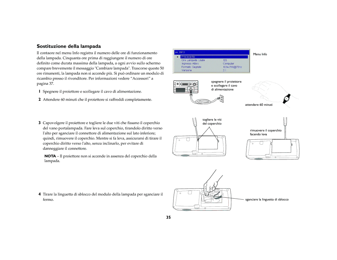 Ask Proxima M1 manual Sostituzione della lampada 