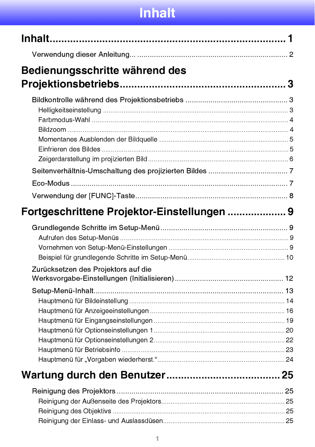 Ask Proxima M8 manual Inhalt 