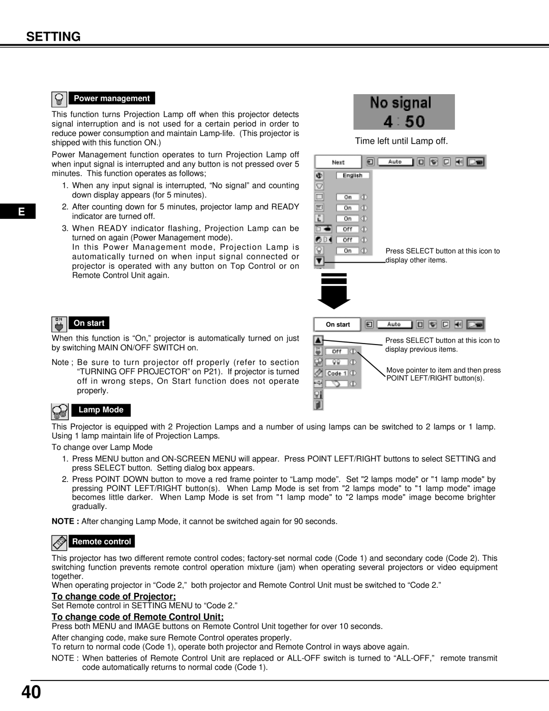 Ask Proxima Pro AV 9500 manual To change code of Projector, To change code of Remote Control Unit 