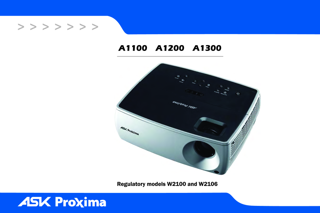 Ask Proxima W2106, W2100, A1300, A1100, A1200 manual 