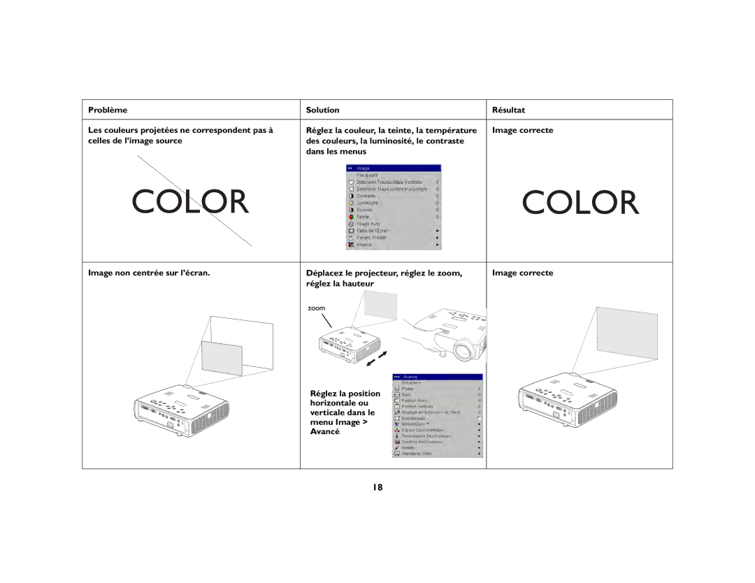 Ask Proxima IN37, W360, IN35W manual Color 