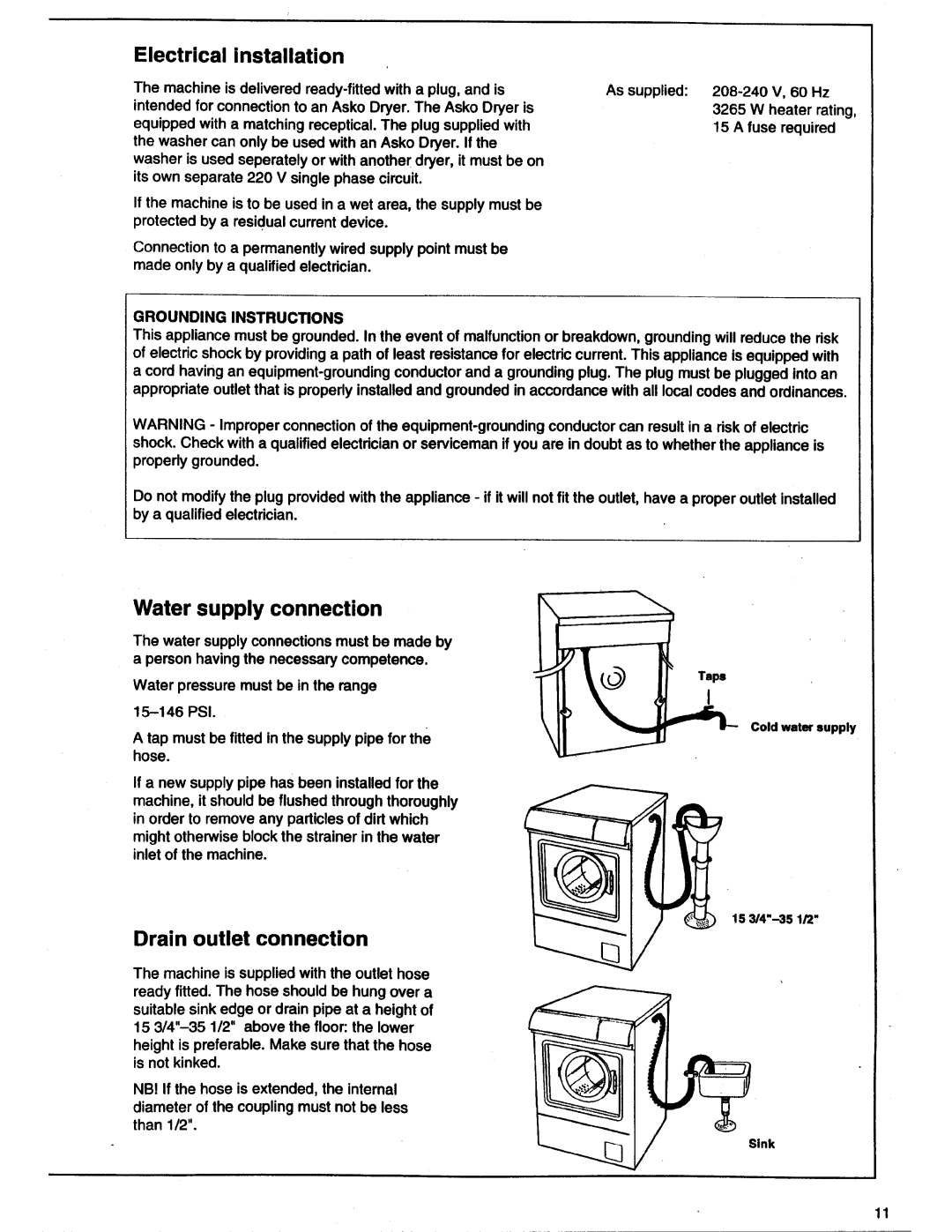 Asko 11505 manual 