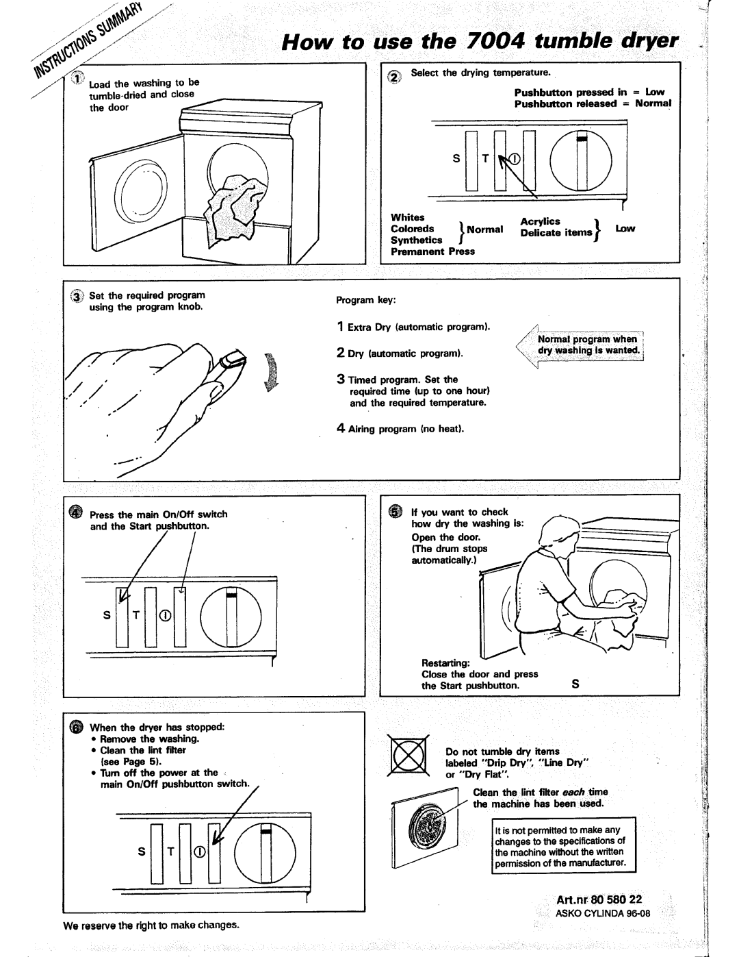 Asko 7004 manual 