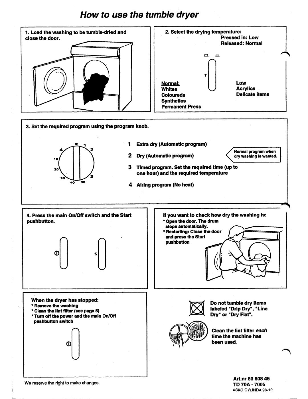 Asko 7005 manual 