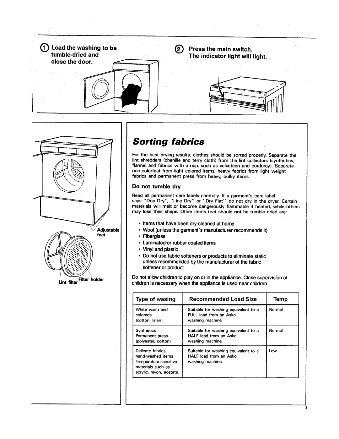 Asko 7304 manual 