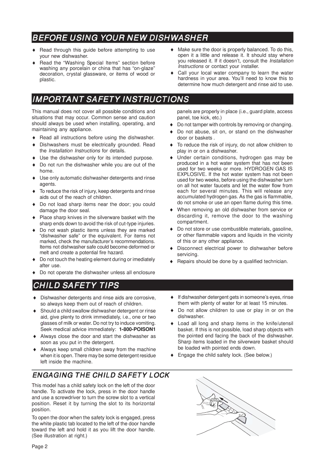 Asko D3112 important safety instructions Before Using Your NEW Dishwasher, Important Safety Instructions, Child Safety Tips 