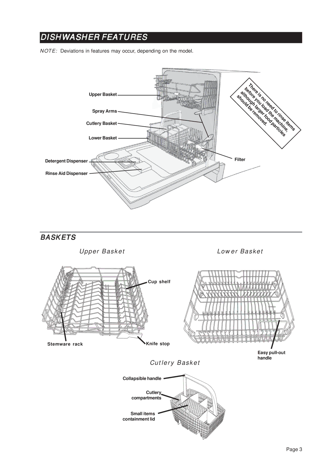 Asko D3112 important safety instructions Dishwasher Features, Baskets, Upper Basket, Cutlery Basket 