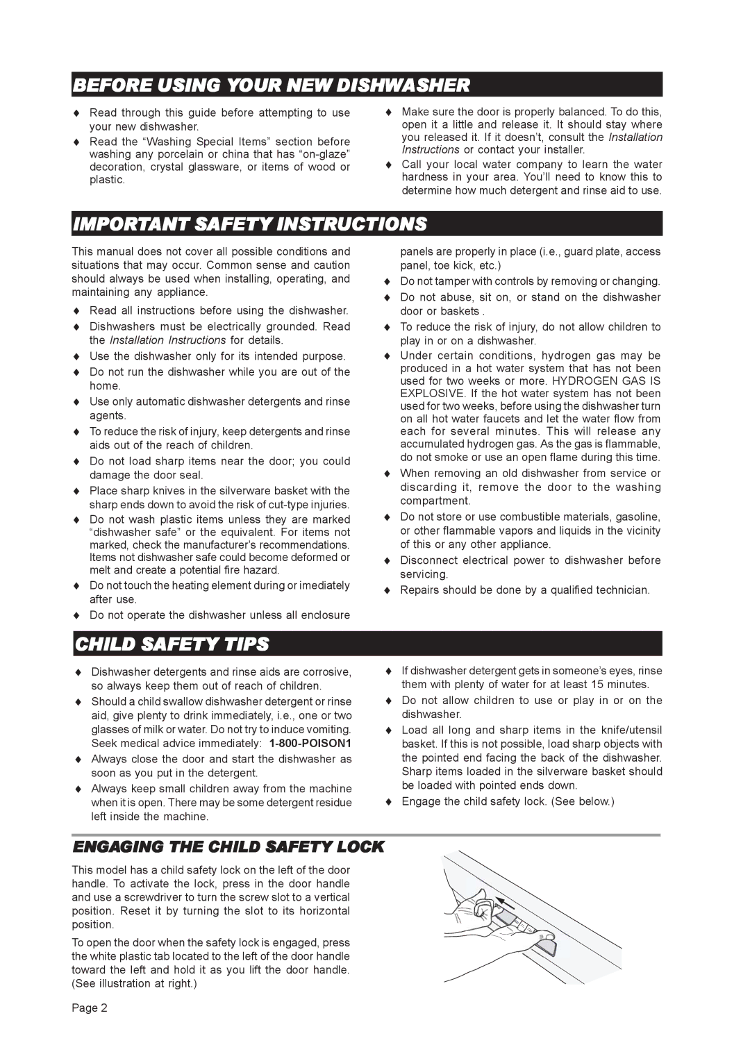 Asko D3121 important safety instructions Before Using Your NEW Dishwasher, Important Safety Instructions, Child Safety Tips 