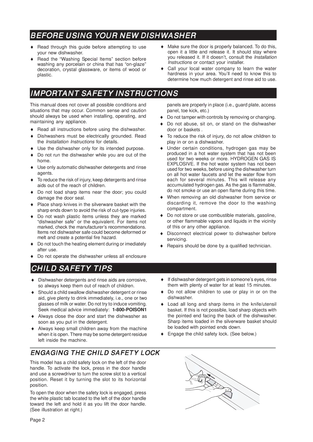 Asko D3122 important safety instructions Before Using Your NEW Dishwasher, Important Safety Instructions, Child Safety Tips 