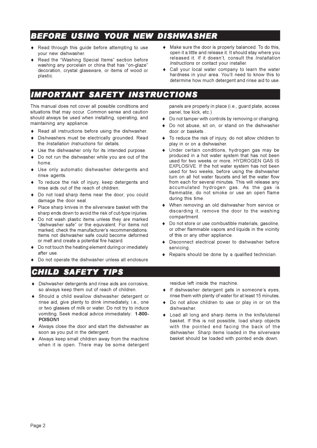 Asko D3251 important safety instructions Before Using Your NEW Dishwasher, Important Safety Instructions, Child Safety Tips 