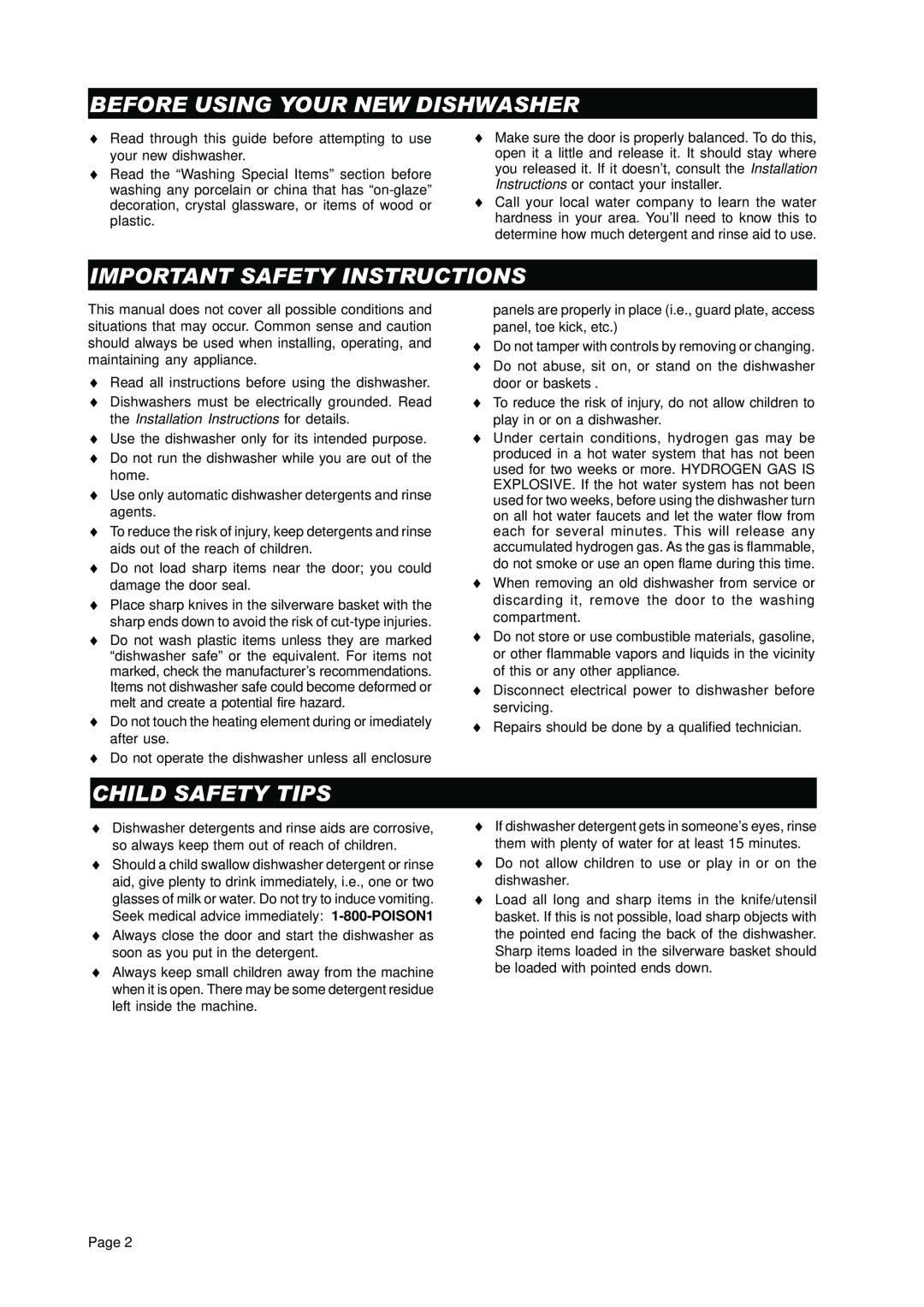 Asko D3450 important safety instructions Before Using Your New Dishwasher, Important Safety Instructions, Child Safety Tips 