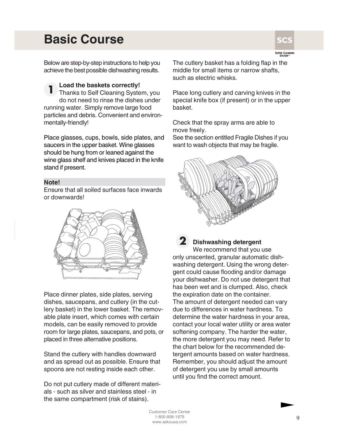 Asko D5122 operating instructions Basic Course 