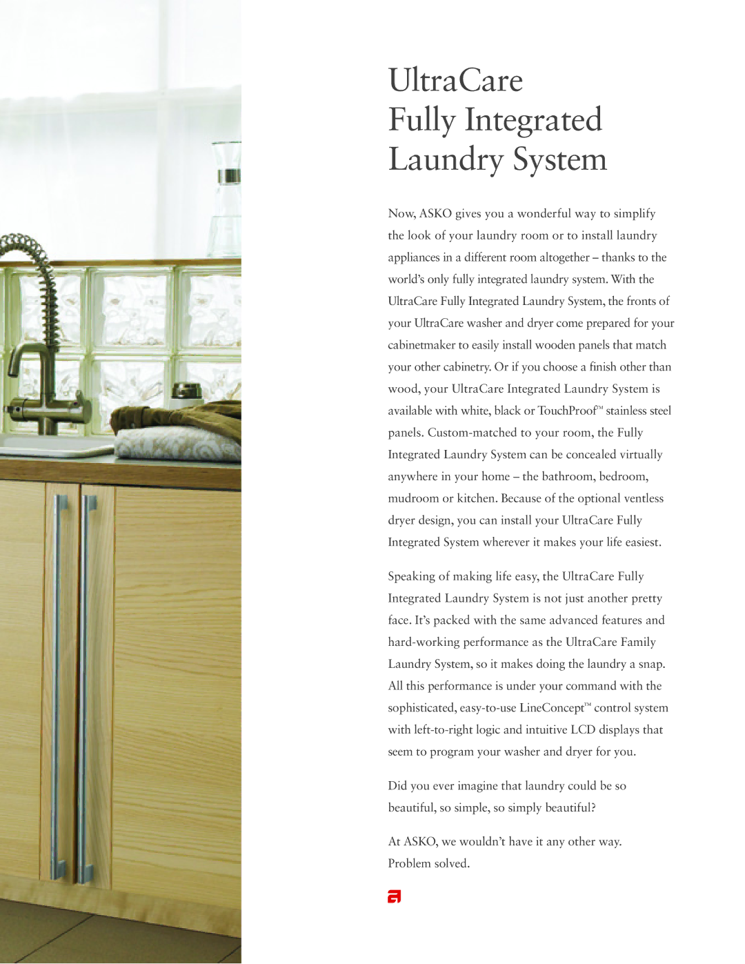 Asko Laundry Solutions manual UltraCare Fully Integrated Laundry System 