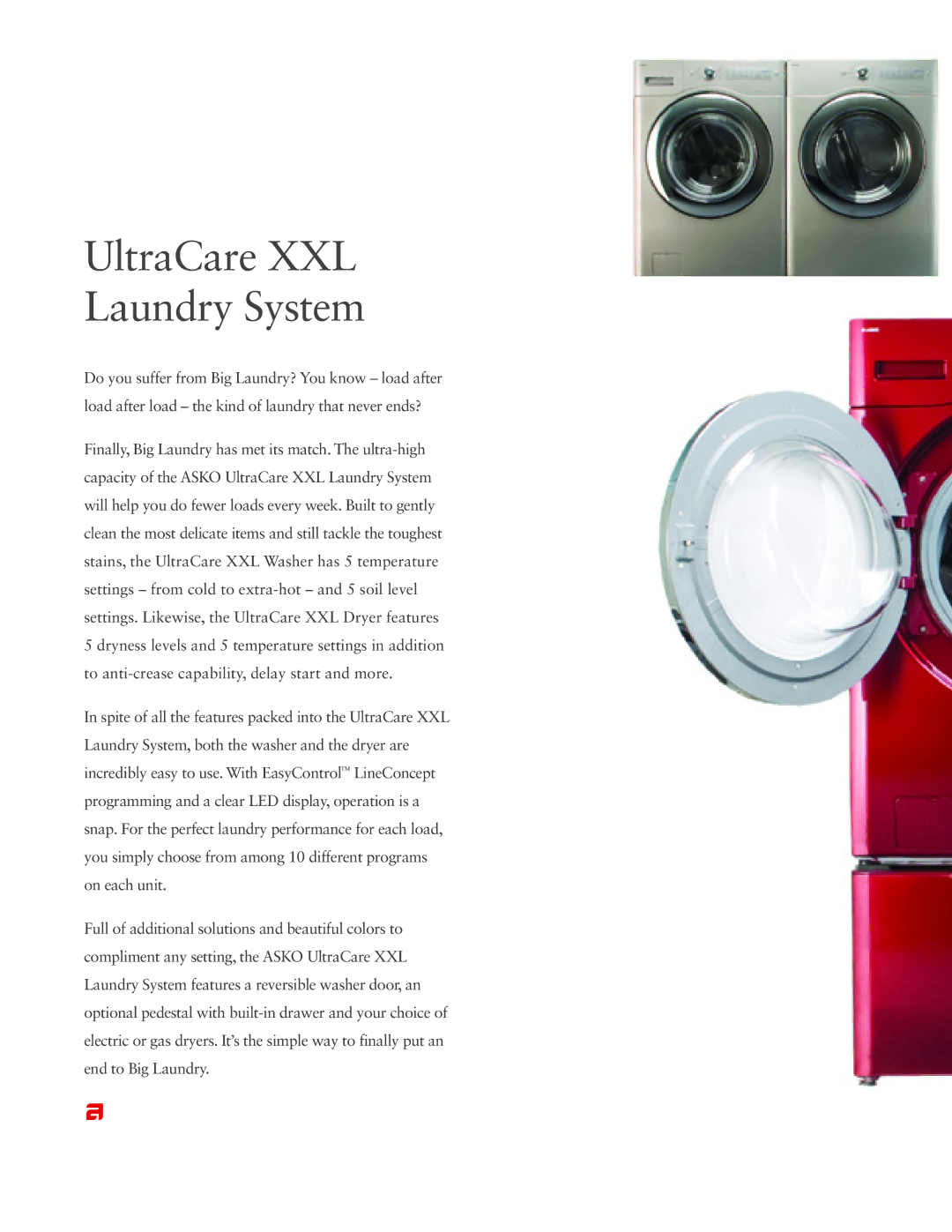 Asko Laundry Solutions manual UltraCare XXL Laundry System 