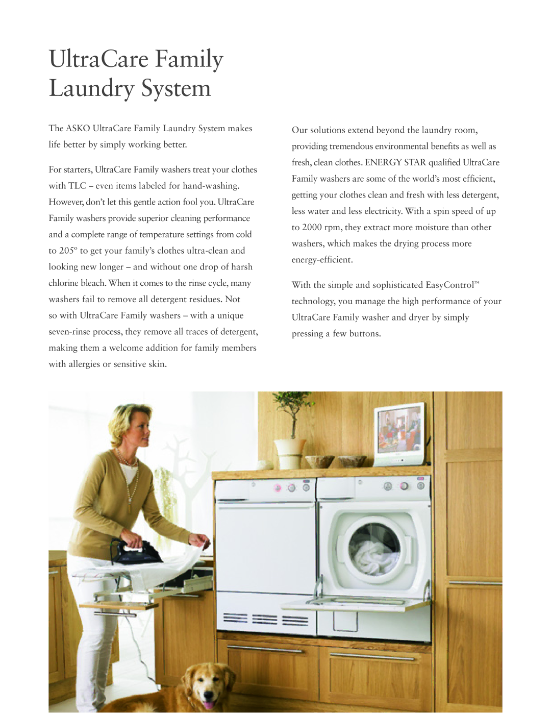 Asko Laundry Solutions manual UltraCare Family Laundry System 