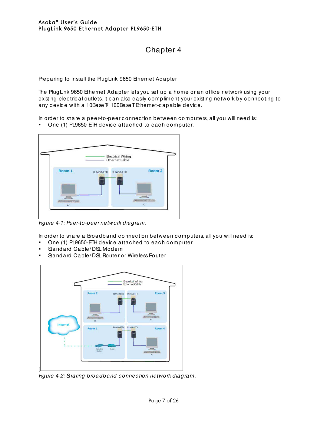 Asoka PL9650-ETH manual Preparing to Install the PlugLink 9650 Ethernet Adapter, Peer-to-peer network diagram 