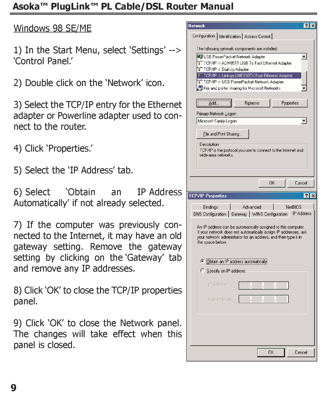 Asoka PL9920-BBR specifications Asoka PlugLink PL Cable/DSL Router Manual 