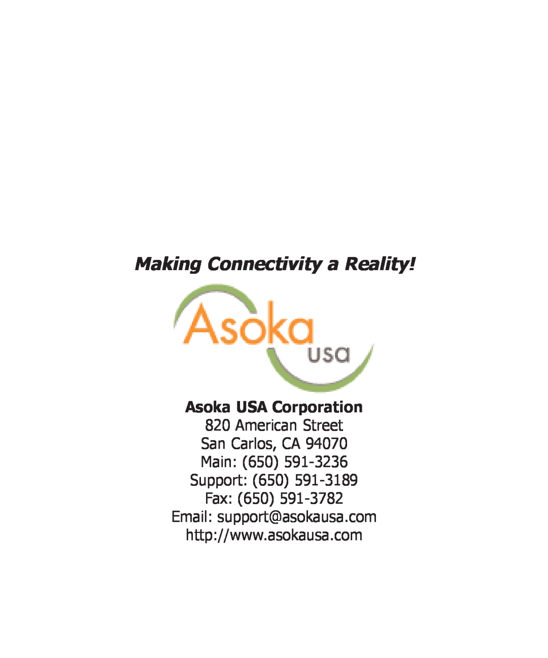 Asoka PL9920-BBR specifications Making Connectivity a Reality, Asoka USA Corporation 