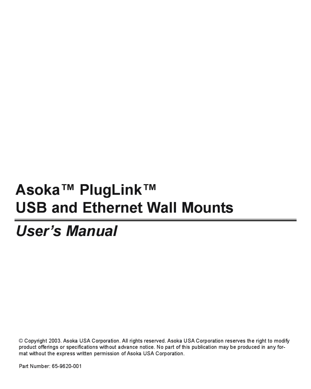 Asoka PlugLink user manual User’s Manual 