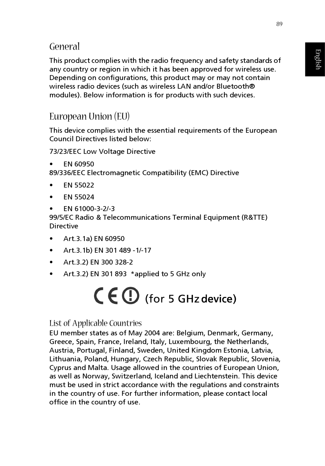 Aspire Digital 1680, 1410 manual General, European Union EU 