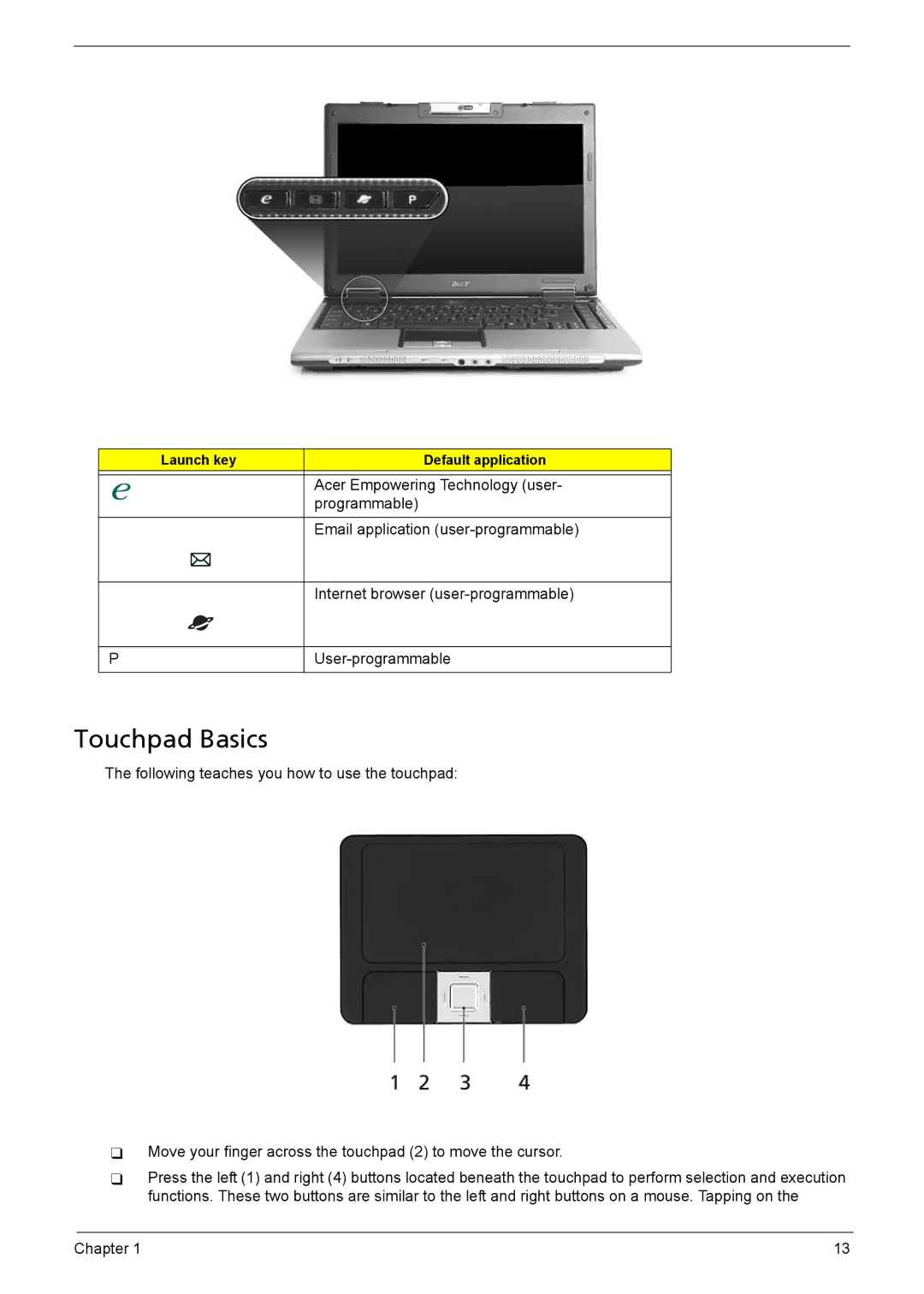 Aspire Digital 5050, 3050 manual Touchpad Basics 