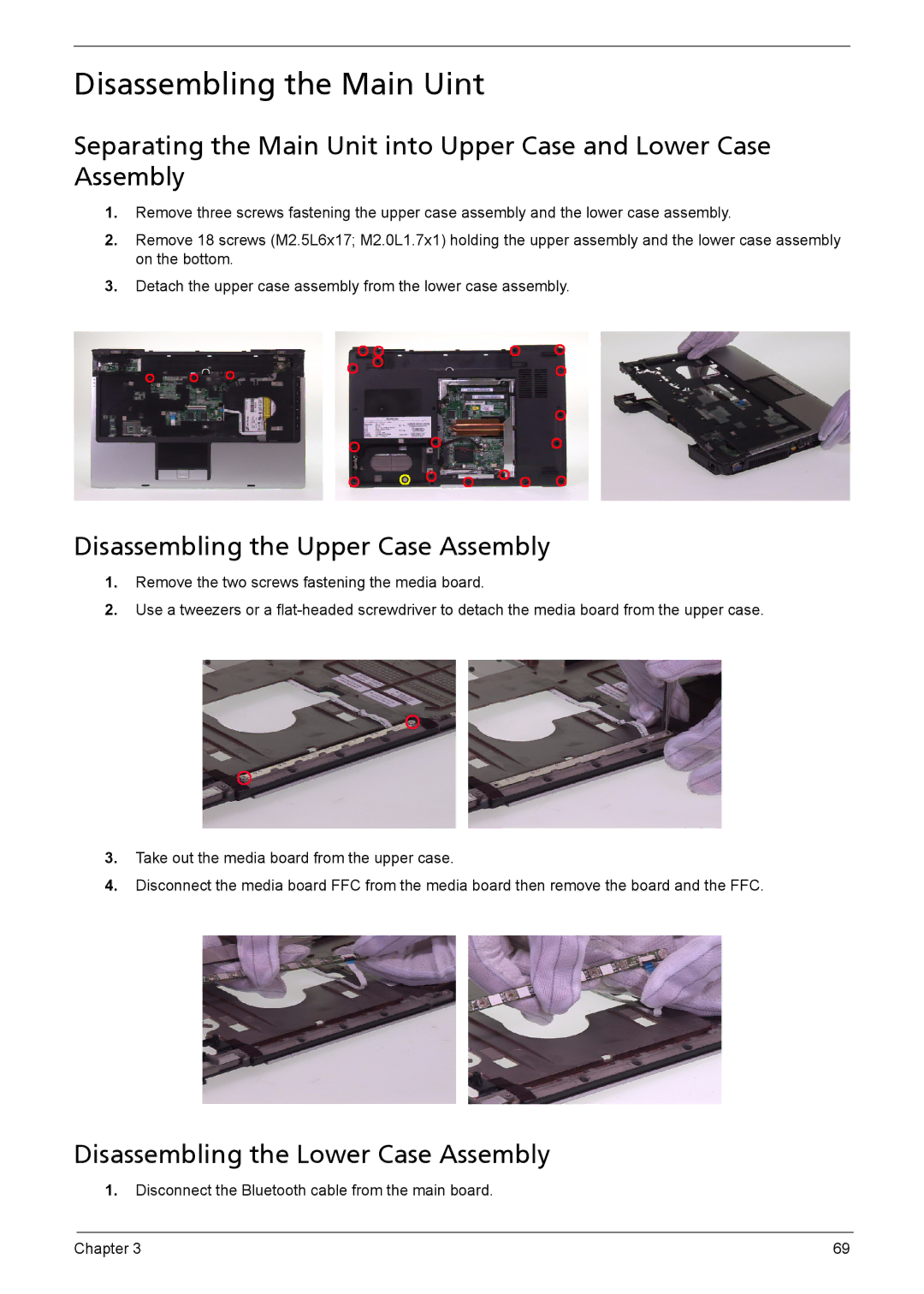 Aspire Digital 5050, 3050 manual Disassembling the Main Uint, Disassembling the Upper Case Assembly 