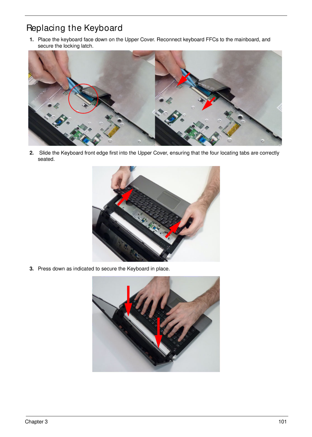 Aspire Digital 4625G manual Replacing the Keyboard 