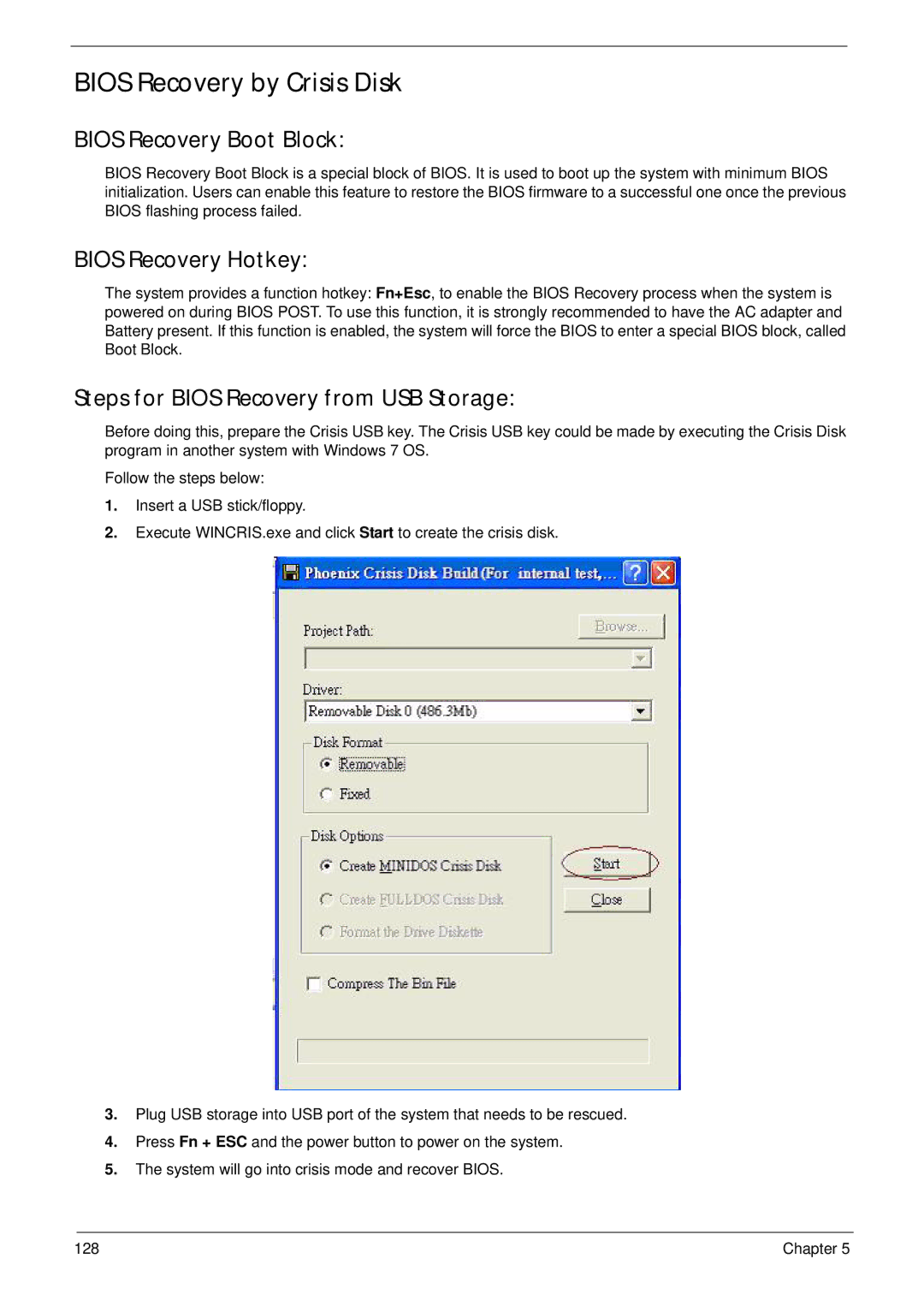 Aspire Digital 4625G manual Bios Recovery by Crisis Disk, Bios Recovery Boot Block, Bios Recovery Hotkey 