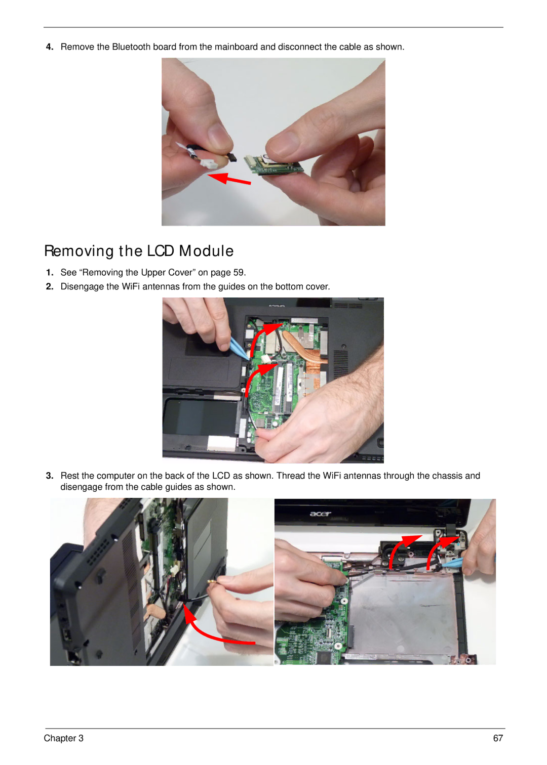 Aspire Digital 4625G manual Removing the LCD Module 