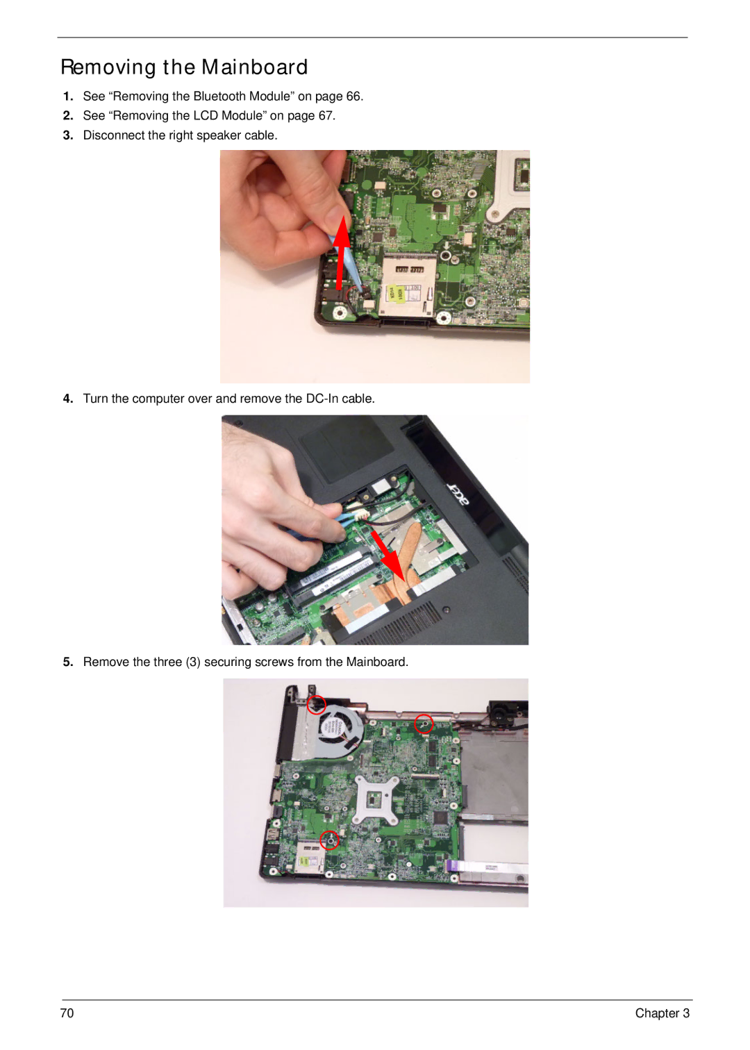 Aspire Digital 4625G manual Removing the Mainboard 