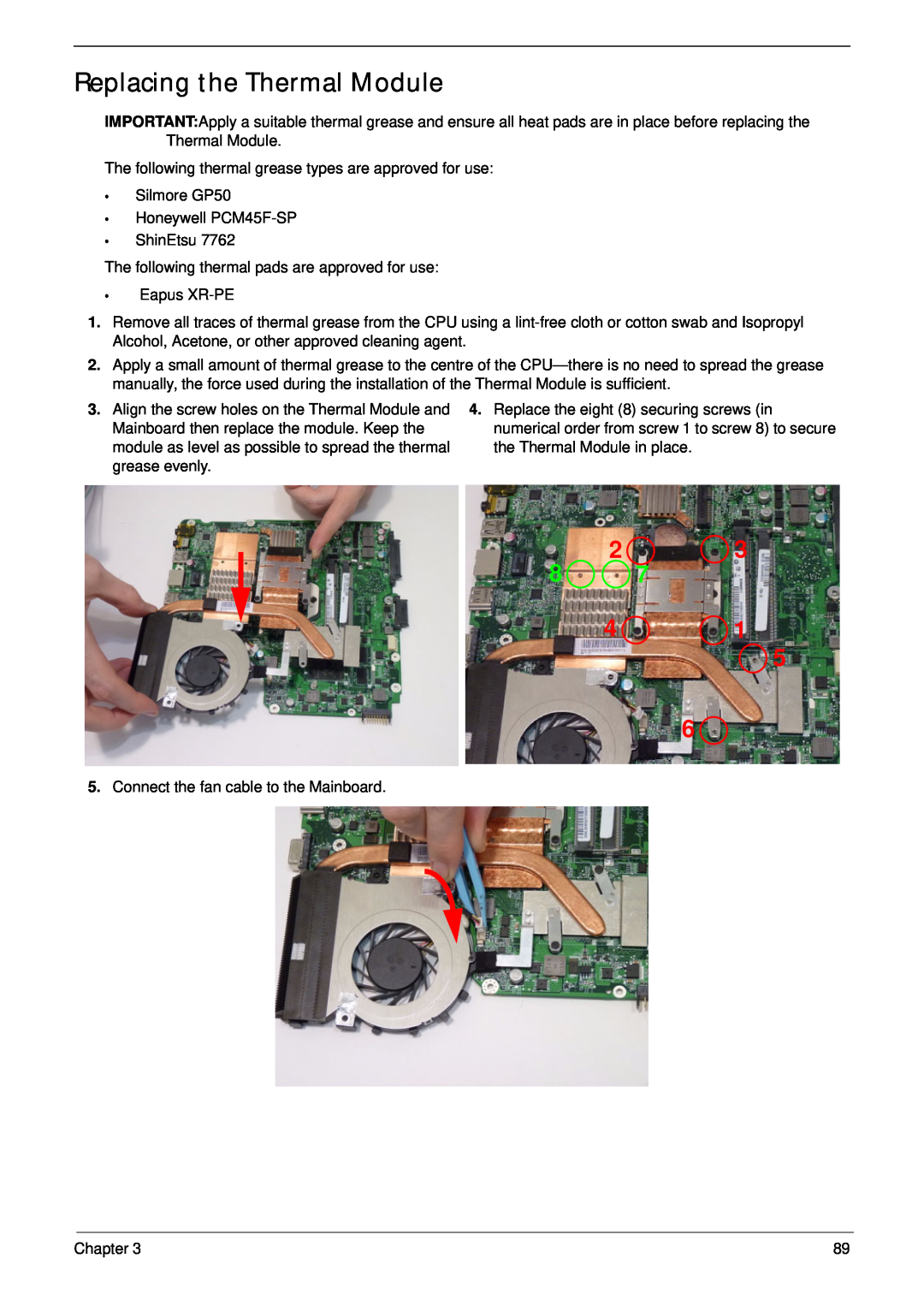 Aspire Digital 4625G manual Replacing the Thermal Module 