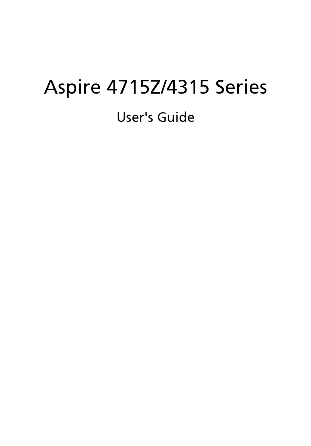 Aspire Digital manual Aspire 4715Z/4315 Series, Users Guide 