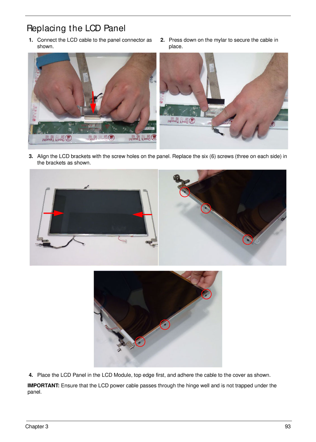 Aspire Digital 5734Z, 5334 manual Replacing the LCD Panel 