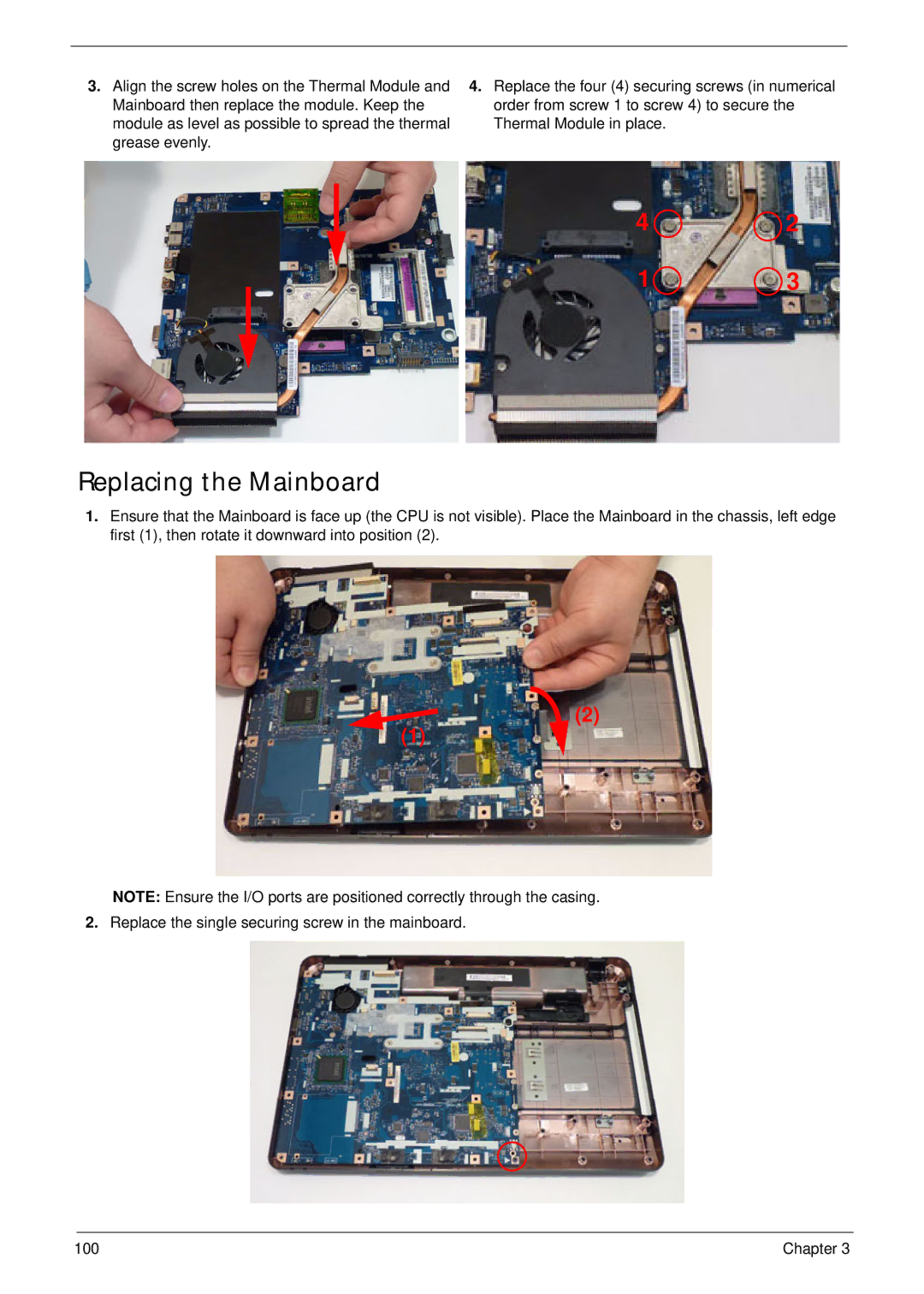 Aspire Digital 5334, 5734Z manual Replacing the Mainboard 